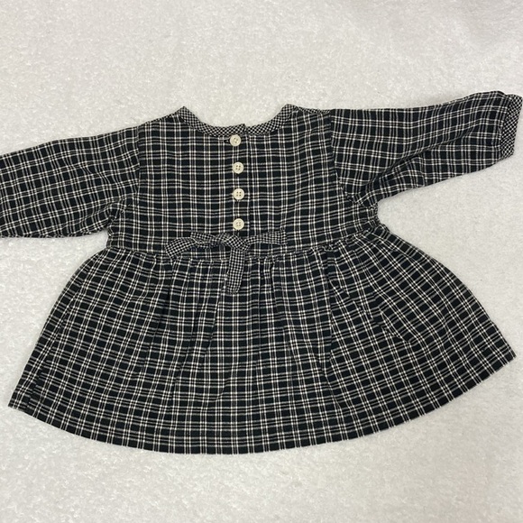 Vintage old navy black plaid embroidered duck dress 3/6m - Picture 5 of 6